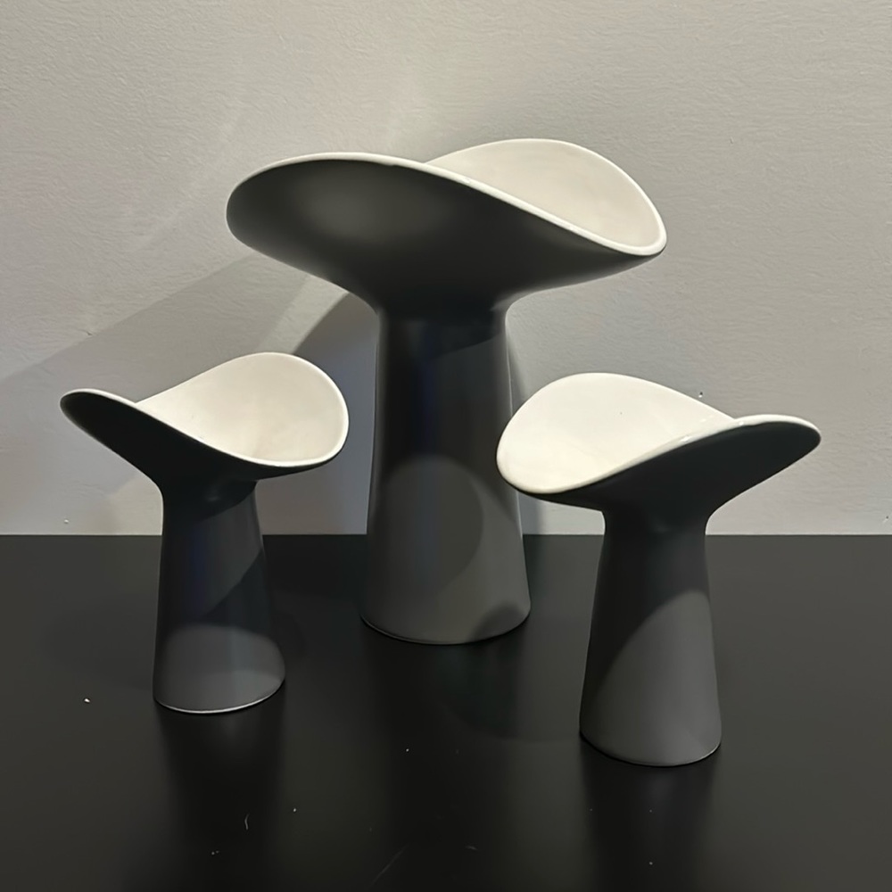 Set of 3 mushroom - inspired vases